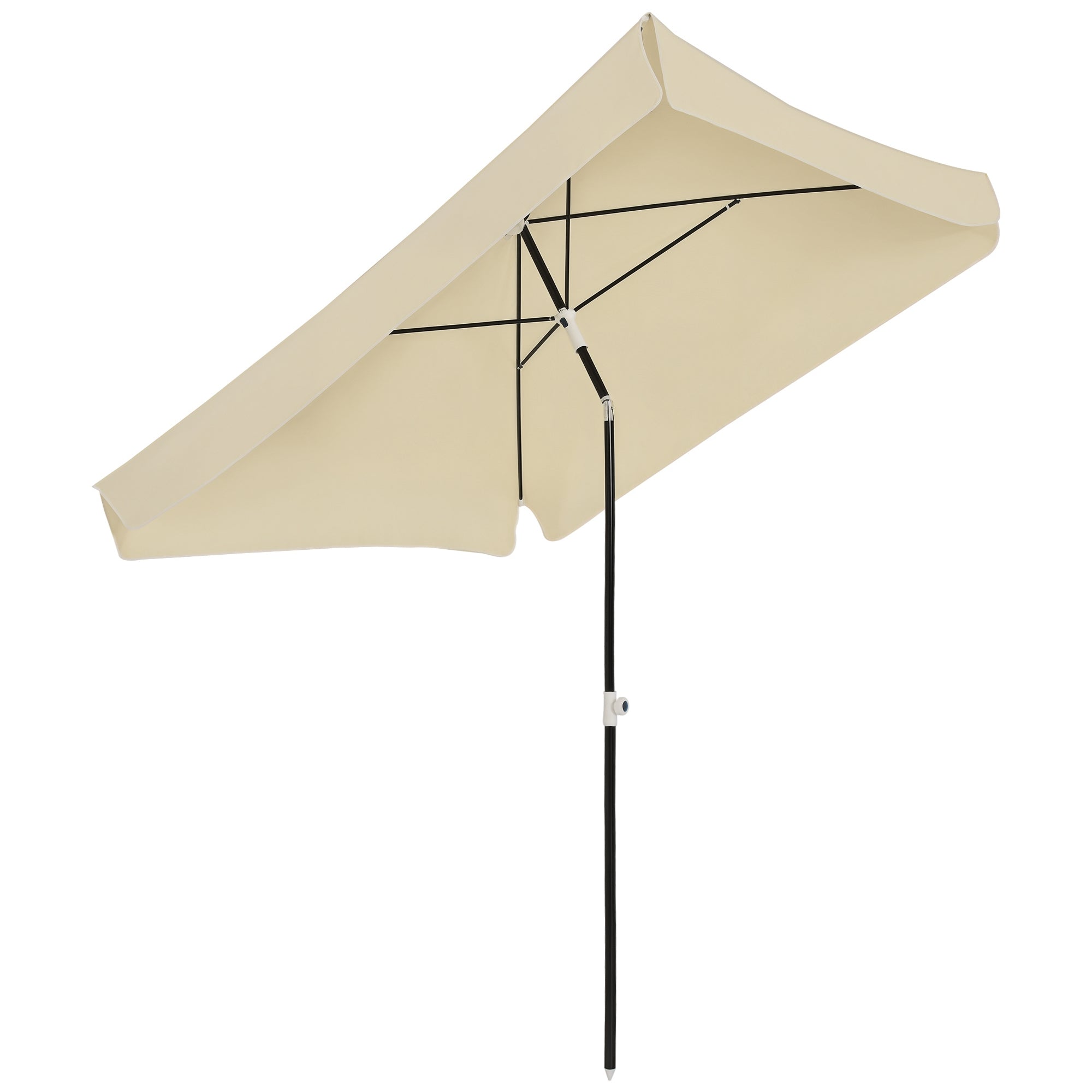 Garden Umbrella 2x2 m for Terrace and Garden with Square Canopy, Adjustable and Portable Design, Cream White