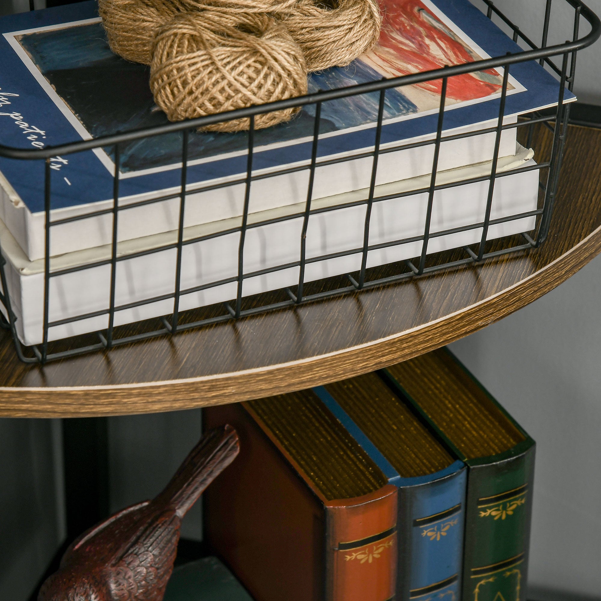 5-Tier Corner Shelf Industrial Style Metal Frame Corner Bookshelf - 34 x 34 x 166 cm Brown Black