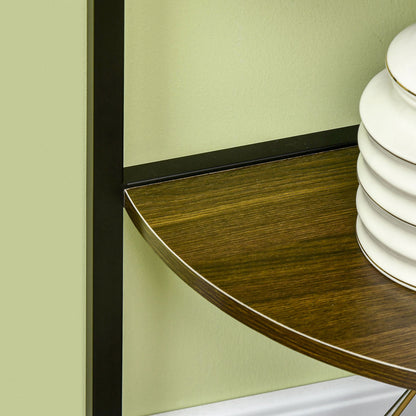 5-Tier Corner Shelf Industrial Style Metal Frame Corner Bookshelf - 34 x 34 x 166 cm Brown Black