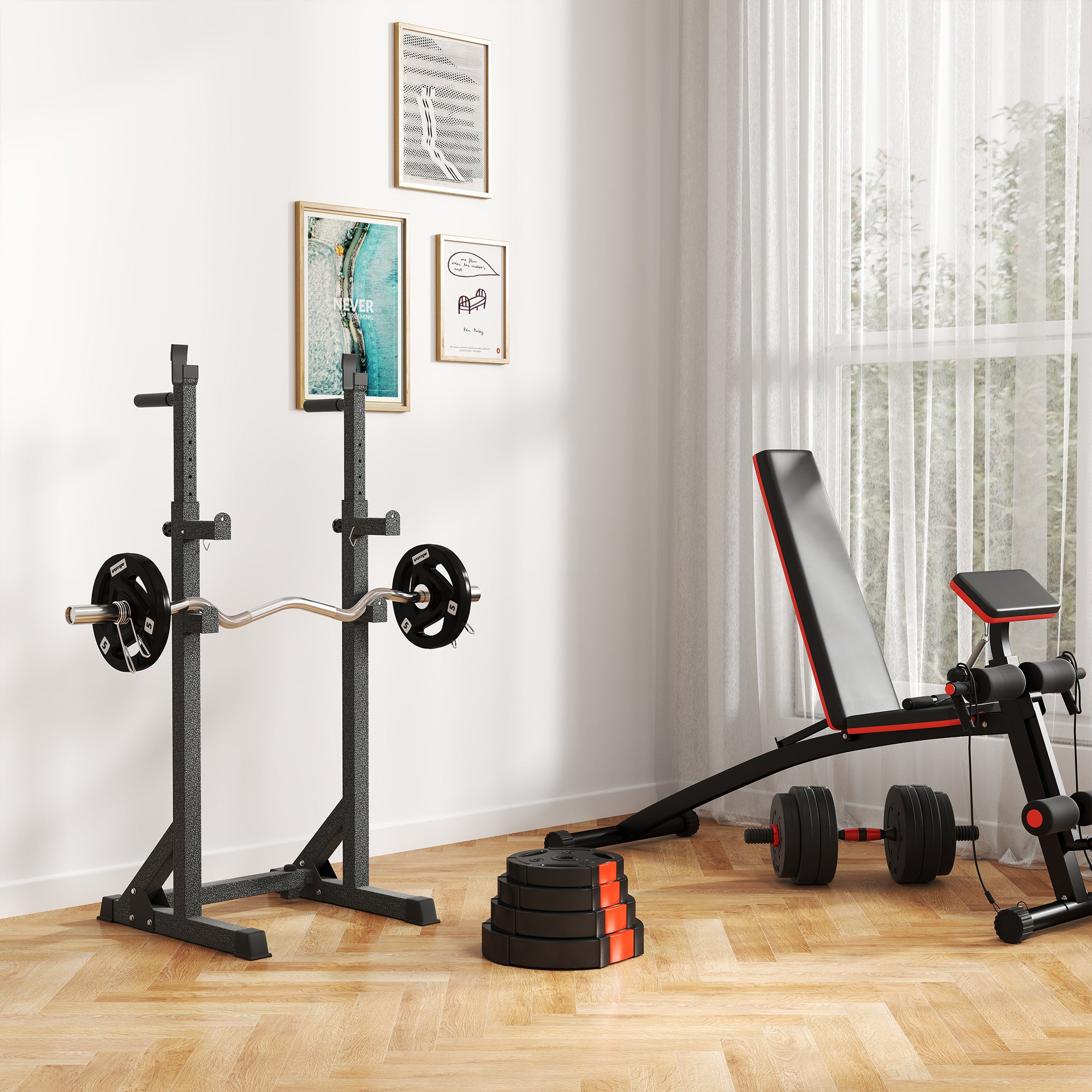 SPORTNOW 4-Piece Weight Disc Set Total 25 kg 2x7.5 kg 2x5 kg with 2.5 cm Holes for Home Fitness Training Gym Black