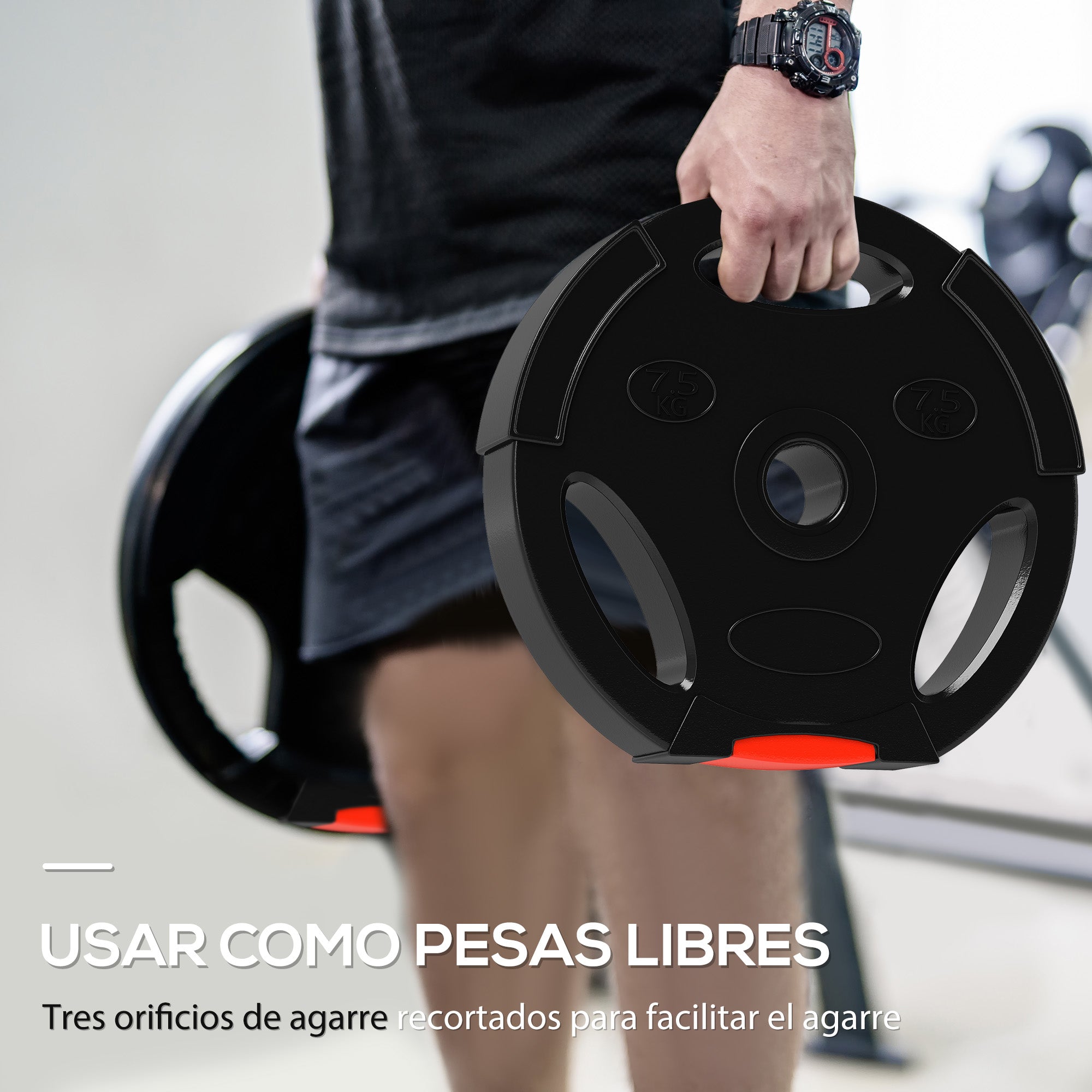 SPORTNOW 4-Piece Weight Disc Set Total 25 kg 2x7.5 kg 2x5 kg with 2.5 cm Holes for Home Fitness Training Gym Black