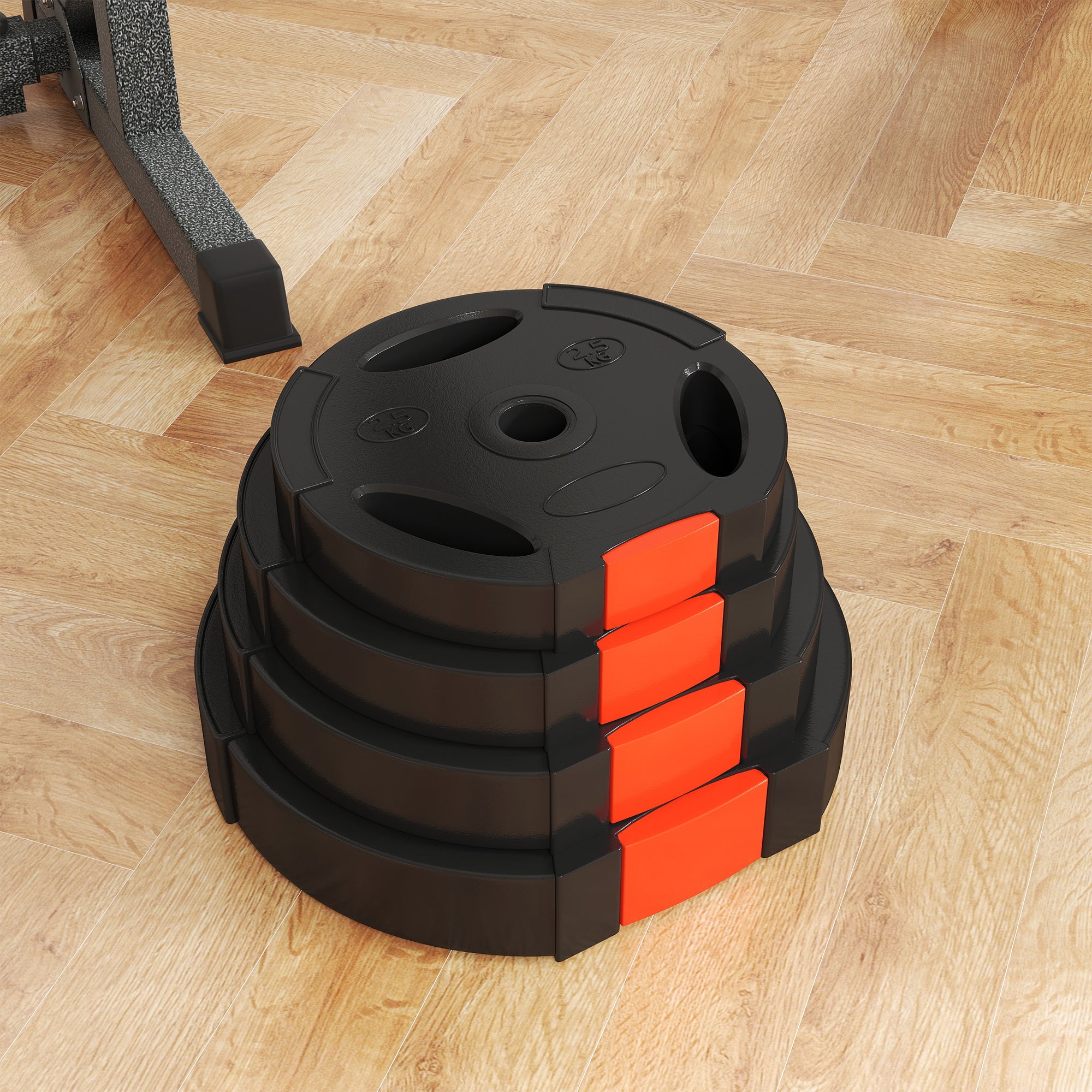 SPORTNOW 4-Piece Weight Disc Set Total 25 kg 2x7.5 kg 2x5 kg with 2.5 cm Holes for Home Fitness Training Gym Black