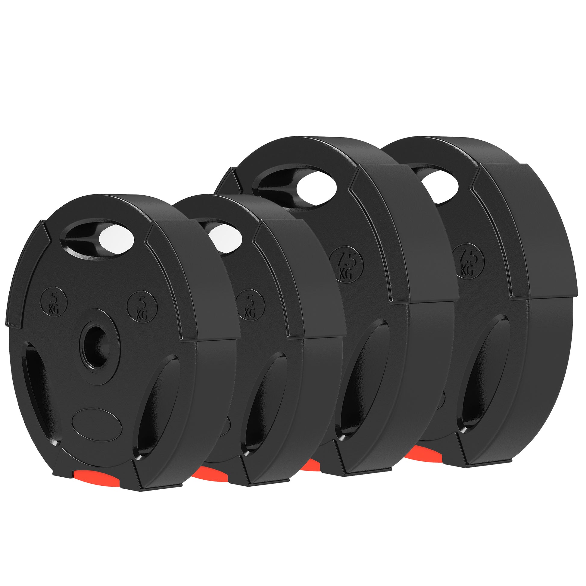 SPORTNOW 4-Piece Weight Disc Set Total 25 kg 2x7.5 kg 2x5 kg with 2.5 cm Holes for Home Fitness Training Gym Black