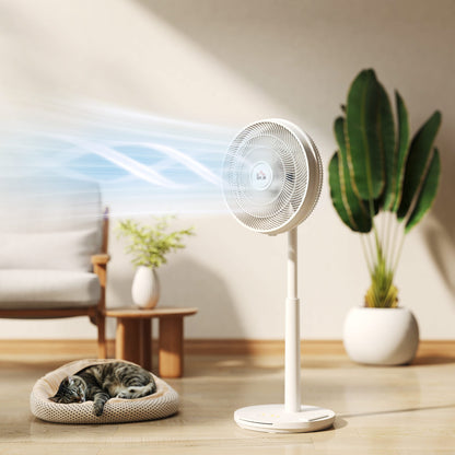 Quiet Pedestal Fan with Remote Control, Fan with 12 Speeds, Adjustable Timer, Tilt & Oscillation, Sleep Modes, White