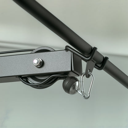 Lat Pulldown Station, Adjustable Cable Pulley Tower with Triceps Bar Lat Pulldown Bar, Cable Pulley Machine up to 280kg Capacity, Fitness Station, Lat Machine, Lat Pulldown Station for Home Steel Black