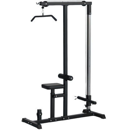 Lat Pulldown Station, Adjustable Cable Pulley Tower with Triceps Bar Lat Pulldown Bar, Cable Pulley Machine up to 280kg Capacity, Fitness Station, Lat Machine, Lat Pulldown Station for Home Steel Black