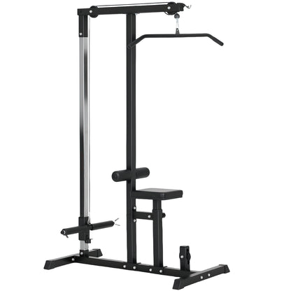 Lat Pulldown Station, Adjustable Cable Pulley Tower with Triceps Bar Lat Pulldown Bar, Cable Pulley Machine up to 280kg Capacity, Fitness Station, Lat Machine, Lat Pulldown Station for Home Steel Black