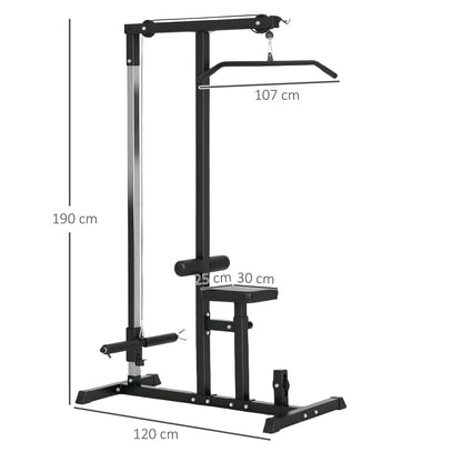 Lat Pulldown Station, Adjustable Cable Pulley Tower with Triceps Bar Lat Pulldown Bar, Cable Pulley Machine up to 280kg Capacity, Fitness Station, Lat Machine, Lat Pulldown Station for Home Steel Black