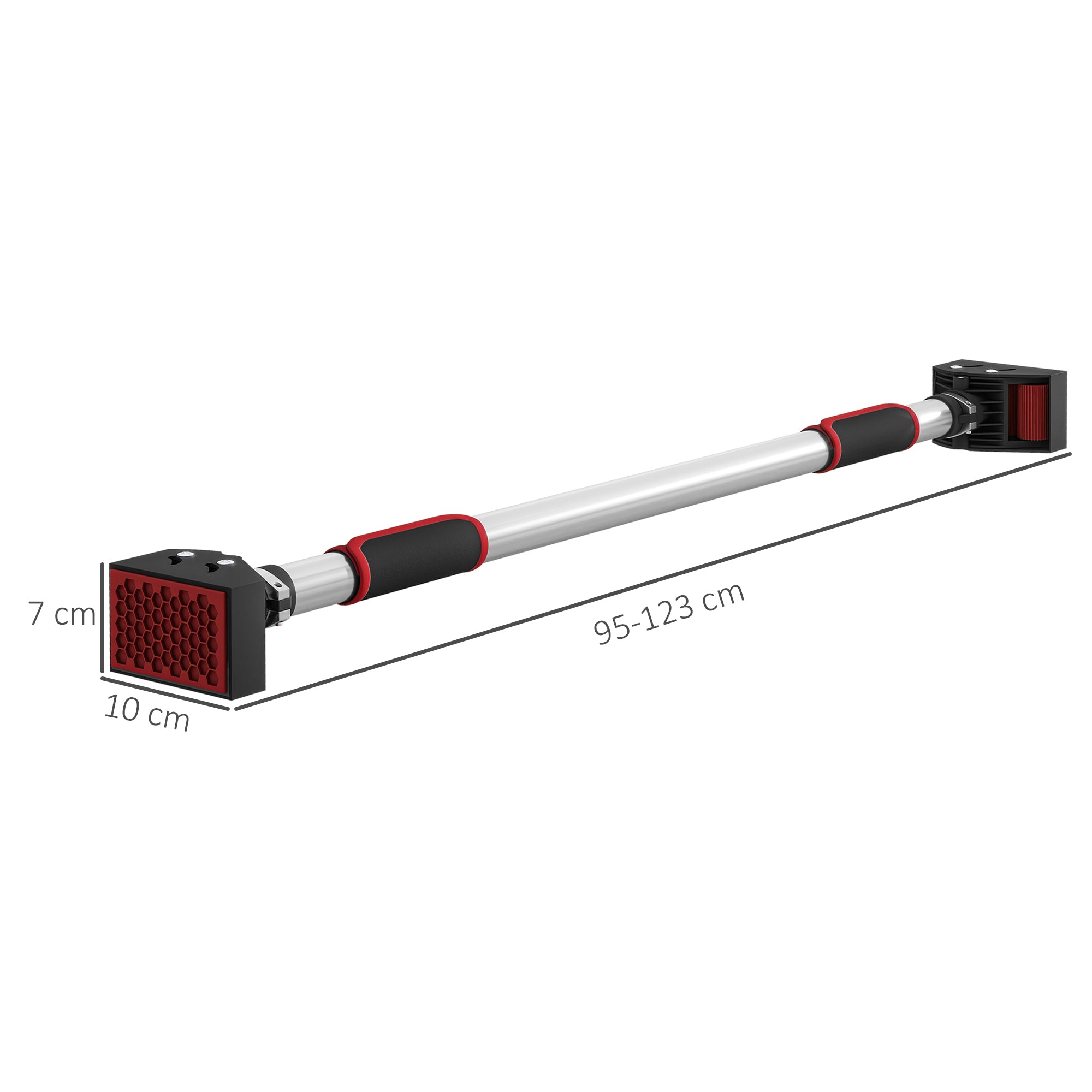 SPORTNOW Pull-Up Bar for Door Adjustable Pull-Up Bar from 95 cm to 123 cm Load 200 kg for Home Gym Exercise and Training Black and Red