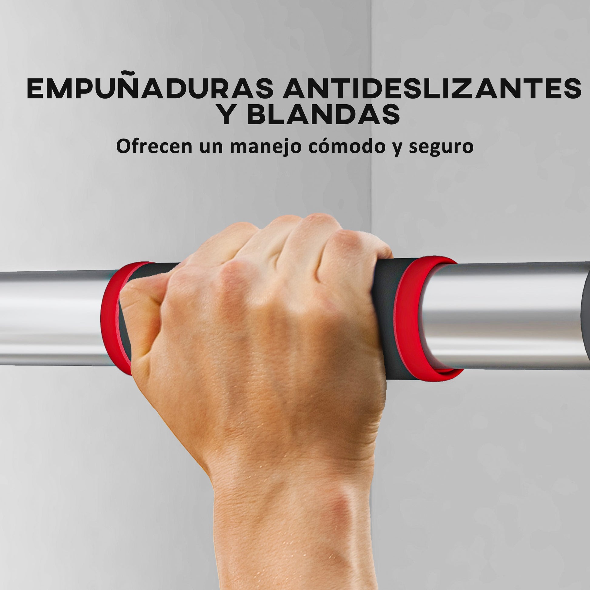 SPORTNOW Pull-Up Bar for Door Adjustable Pull-Up Bar from 95 cm to 123 cm Load 200 kg for Home Gym Exercise and Training Black and Red