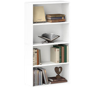4-Tier Bookshelf with 2 Adjustable Shelves for Living Room Office Bedroom 60x24x115.5 cm White