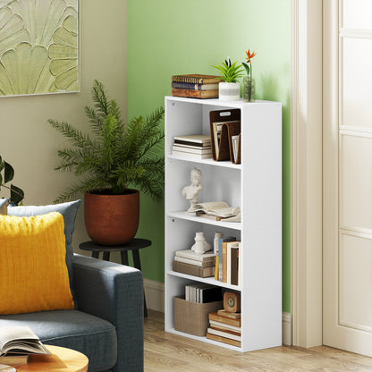 4-Tier Bookshelf with 2 Adjustable Shelves for Living Room Office Bedroom 60x24x115.5 cm White