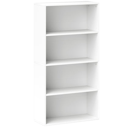 4-Tier Bookshelf with 2 Adjustable Shelves for Living Room Office Bedroom 60x24x115.5 cm White