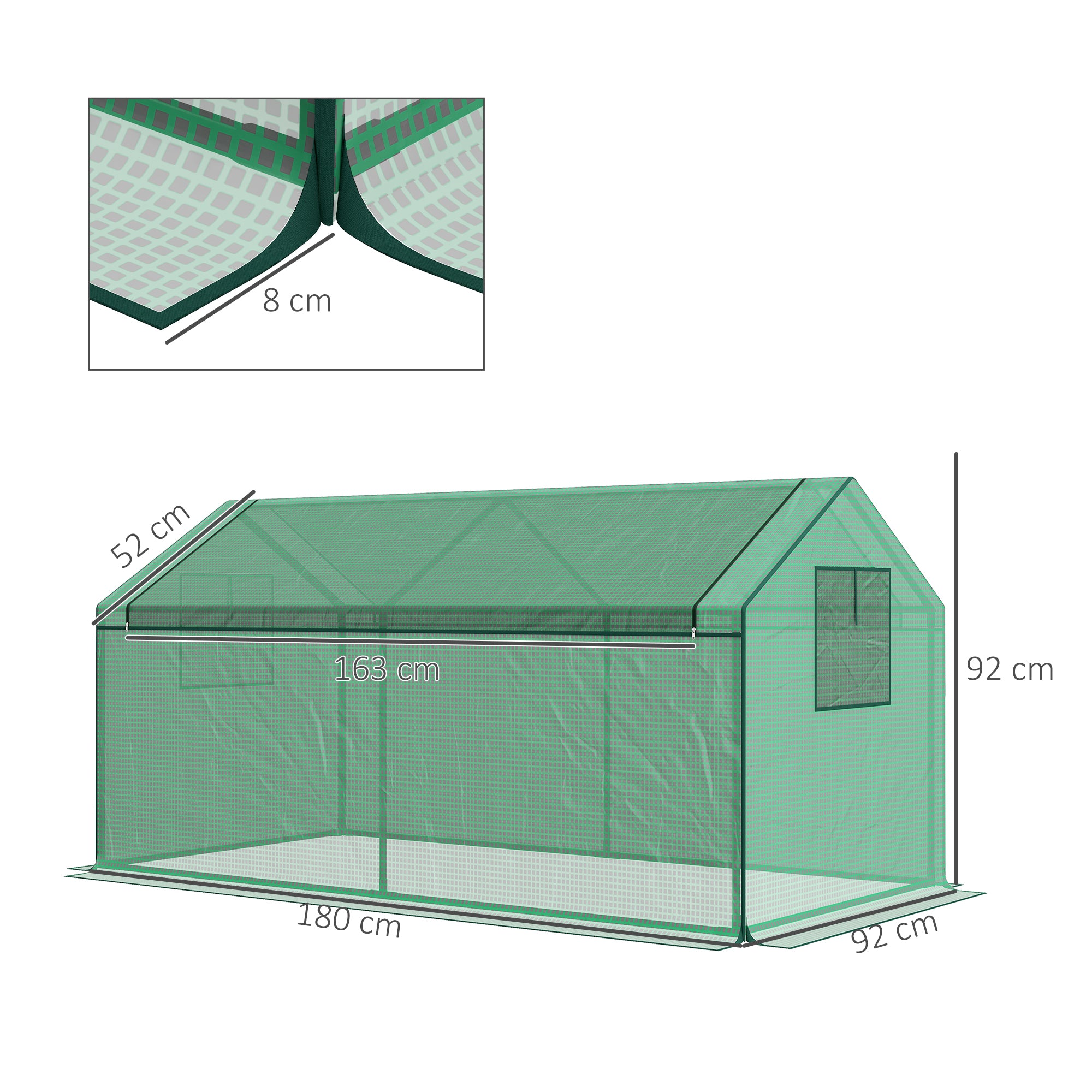 Foil Greenhouse with Window, Greenhouse with UV Protection, Tomato House, Cold Frame for Garden, Balcony, 180 x 92 x 92 cm