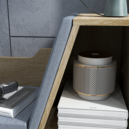 Contemporary Design 2-in-1 Bookshelf Bench with 6 Compartments and 3 Cushions Oak Grey 102L x 30W x 61H cm