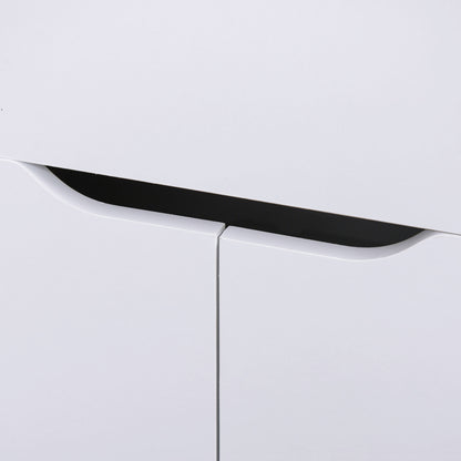 White Light Wood Computer Desk with Modular Multi-Storage Double Niche + Drawer and Cabinet