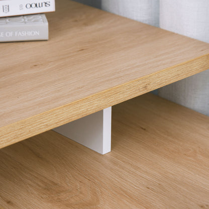 White Light Wood Computer Desk with Modular Multi-Storage Double Niche + Drawer and Cabinet