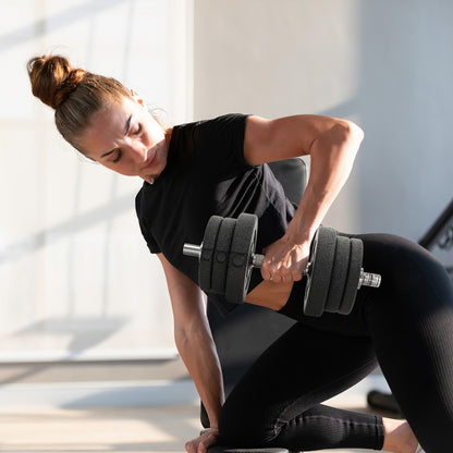 Dumbbell Set 25KG Dumbbell Set with Weight Plates for Home Office Gym Steel Faux Leather Black Strength Training