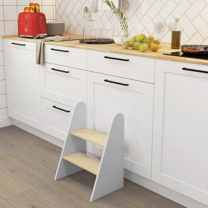 2-Step Kids Stool Learning Tower for Children 3+ Years Bathroom Kitchen Bookshelf Bedroom White