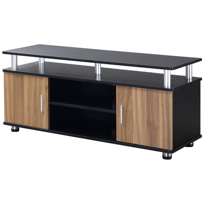 TV Stand for TVs up to 50'' with Cabinets and Shelves, TV Cabinet for Living Room and Lounge in Wood and Aluminum, 120x40x52.2cm