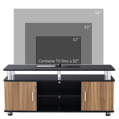TV Stand for TVs up to 50'' with Cabinets and Shelves, TV Cabinet for Living Room and Lounge in Wood and Aluminum, 120x40x52.2cm