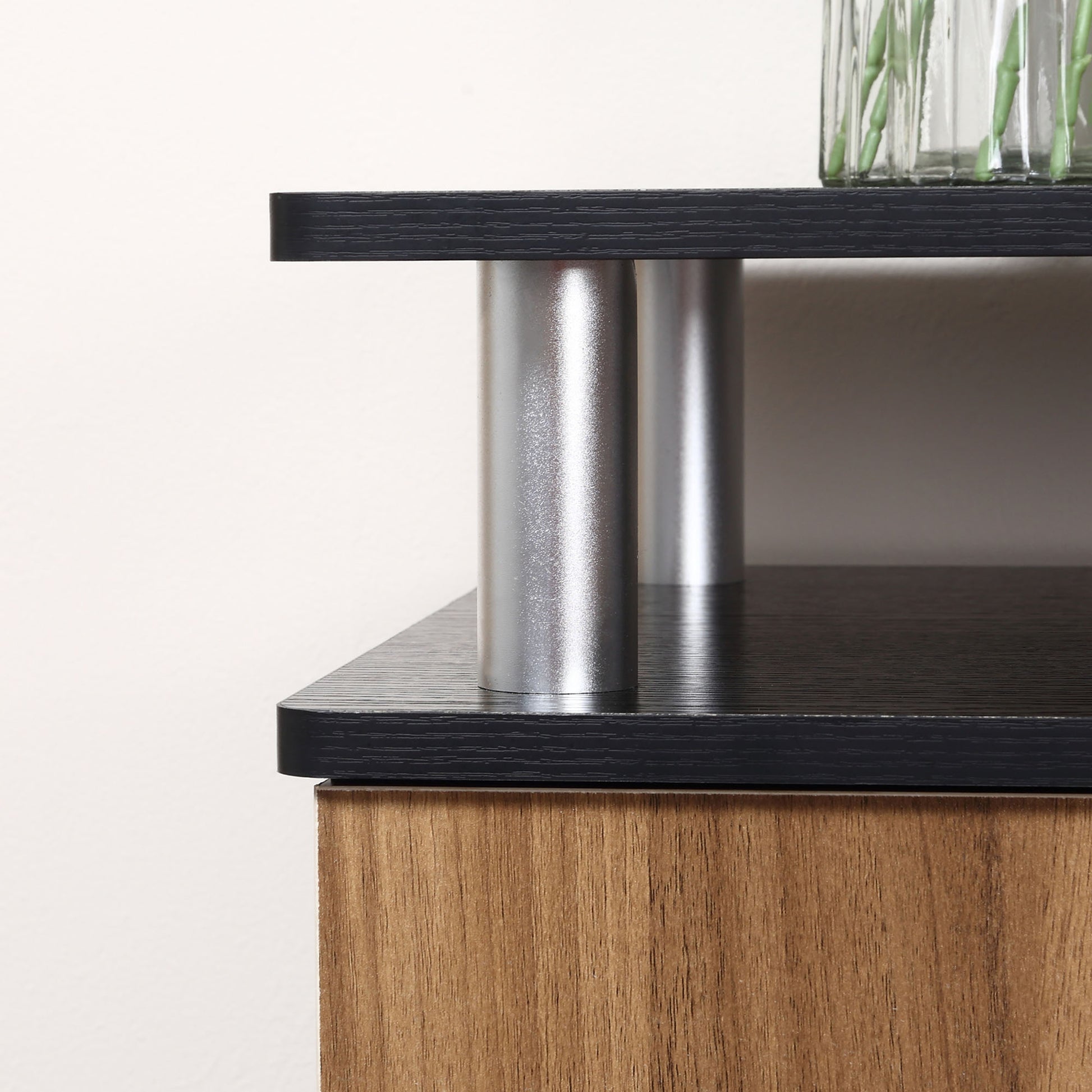 TV Stand for TVs up to 50'' with Cabinets and Shelves, TV Cabinet for Living Room and Lounge in Wood and Aluminum, 120x40x52.2cm