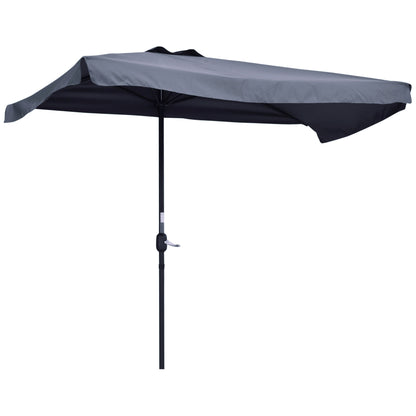 Rectangular Umbrella 230x130x249 cm Wall Parasol Medium Umbrella with Crank UV Protection Waterproof Umbrella for Balcony Terrace Garden Dark Gray