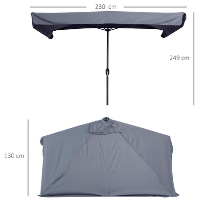 Rectangular Umbrella 230x130x249 cm Wall Parasol Medium Umbrella with Crank UV Protection Waterproof Umbrella for Balcony Terrace Garden Dark Gray