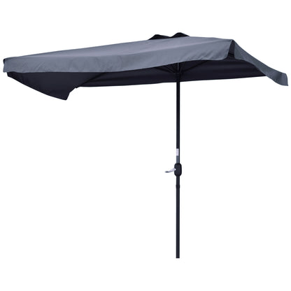 Rectangular Umbrella 230x130x249 cm Wall Parasol Medium Umbrella with Crank UV Protection Waterproof Umbrella for Balcony Terrace Garden Dark Gray