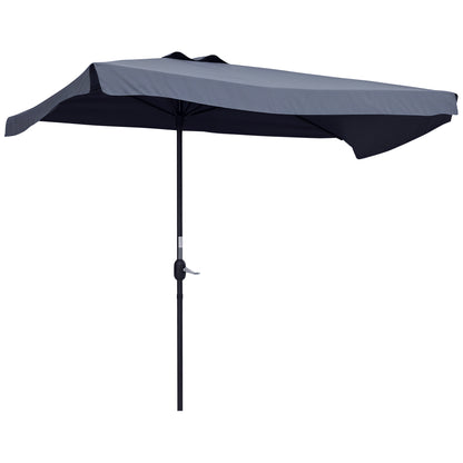Rectangular Umbrella 230x130x249 cm Wall Parasol Medium Umbrella with Crank UV Protection Waterproof Umbrella for Balcony Terrace Garden Dark Gray