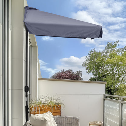 Rectangular Umbrella 230x130x249 cm Wall Parasol Medium Umbrella with Crank UV Protection Waterproof Umbrella for Balcony Terrace Garden Dark Gray