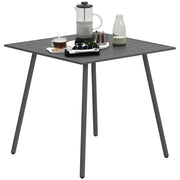 Garden Table Steel 80 x 80 x 74 cm Weatherproof Buffet Table with Steel Frame, Non-slip Camping Table for 4 People Balcony Table Patio Table Outdoor Dining Table for Garden, Terrace, Balcony, Gray