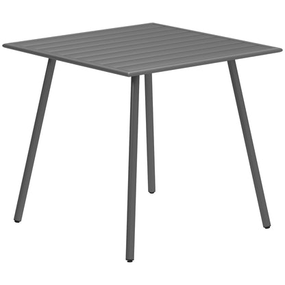 Garden Table Steel 80 x 80 x 74 cm Weatherproof Buffet Table with Steel Frame, Non-slip Camping Table for 4 People Balcony Table Patio Table Outdoor Dining Table for Garden, Terrace, Balcony, Gray