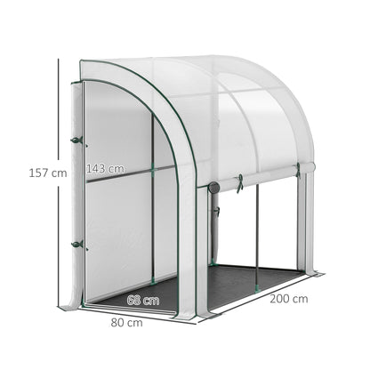 Greenhouse with Roll Door, Winterproof Foil Greenhouse made of Steel, Greenhouse for Balcony, Garden, Tomato House with UV Protection 200x80x157cm Tomato Greenhouse for Vegetables Flowers Plants White