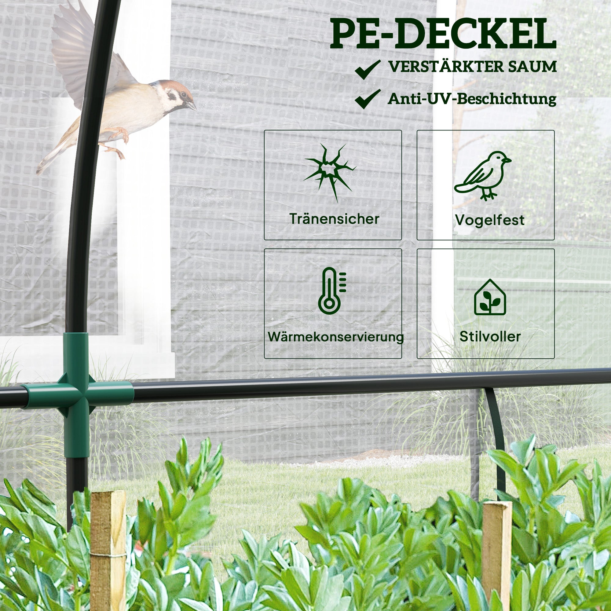 Greenhouse with Roll Door, Winterproof Foil Greenhouse made of Steel, Greenhouse for Balcony, Garden, Tomato House with UV Protection 200x80x157cm Tomato Greenhouse for Vegetables Flowers Plants White