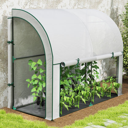 Greenhouse with Roll Door, Winterproof Foil Greenhouse made of Steel, Greenhouse for Balcony, Garden, Tomato House with UV Protection 200x80x157cm Tomato Greenhouse for Vegetables Flowers Plants White