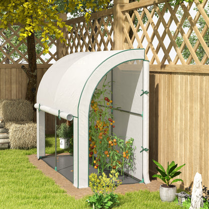Greenhouse with Roll Door, Winterproof Foil Greenhouse made of Steel, Greenhouse for Balcony, Garden, Tomato House with UV Protection 200x80x157cm Tomato Greenhouse for Vegetables Flowers Plants White