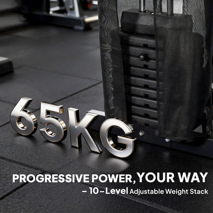 SPORTNOW Home Gym Station with Lat Pulldown & Butterfly Bar, 65 kg Weight Stack, Cable Leg Press — Multifunction Strength Trainer (Up to 120 kg Capacity)