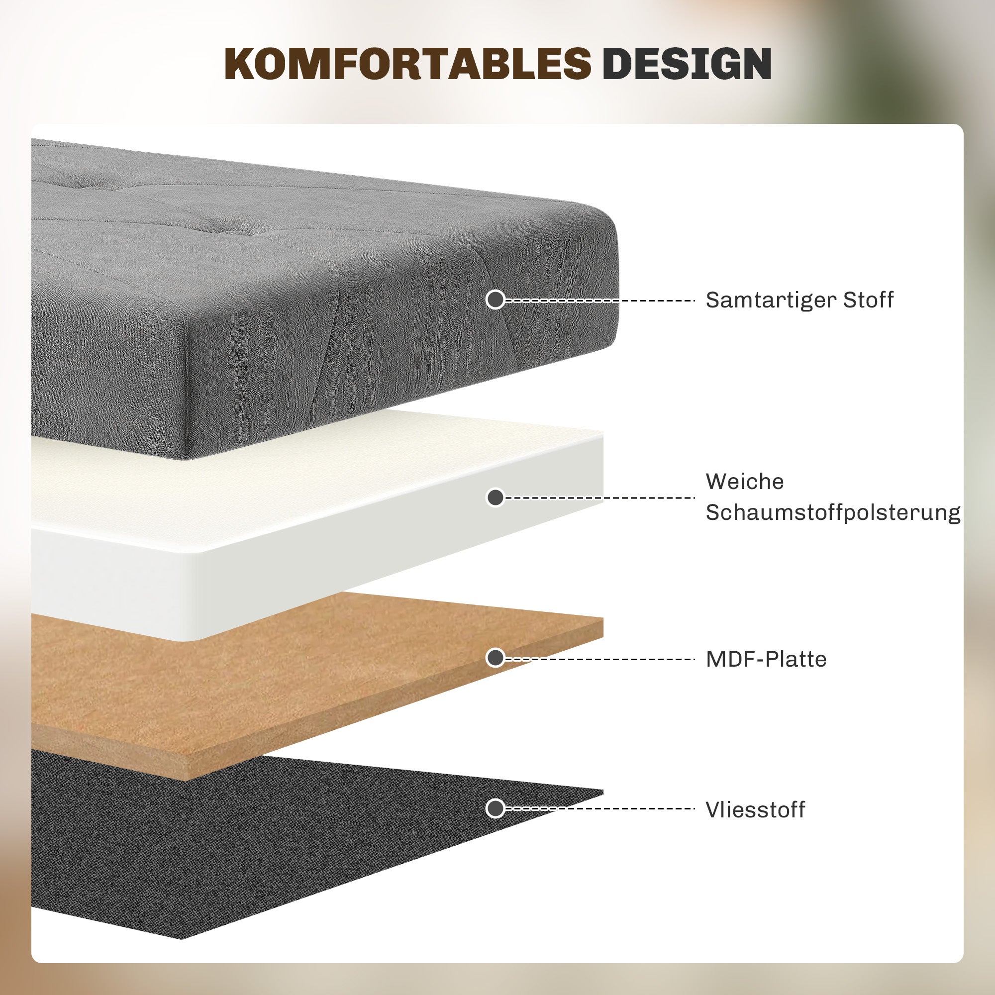 Folding Storage Bench Upholstered Bench with Velvet Look, Storage Bench with Legs, Trunk Bench for Living Room Bedroom Hallway 76 x 38 x 38 cm, Gray