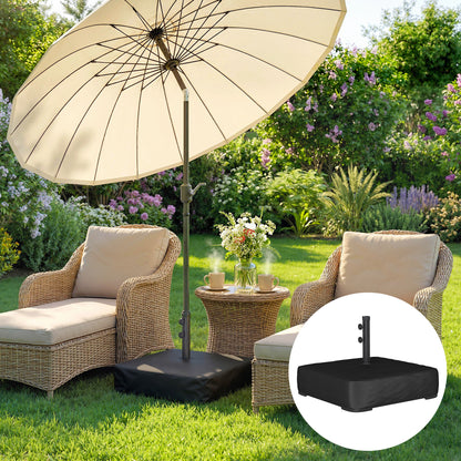 Umbrella Base with Cover, Portable, Fillable to 80 kg (176 lb), Heavy-Duty Stand for Cantilever & Outdoor Umbrellas, Fits 48 mm Poles, Black