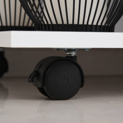 Office Printer Cabinet Multifunctional Cart with Wheels 2 Compartments Drawer and CPU Stand Adjustable Shelf for Study 60x40x68.5 cm White Woodgrain