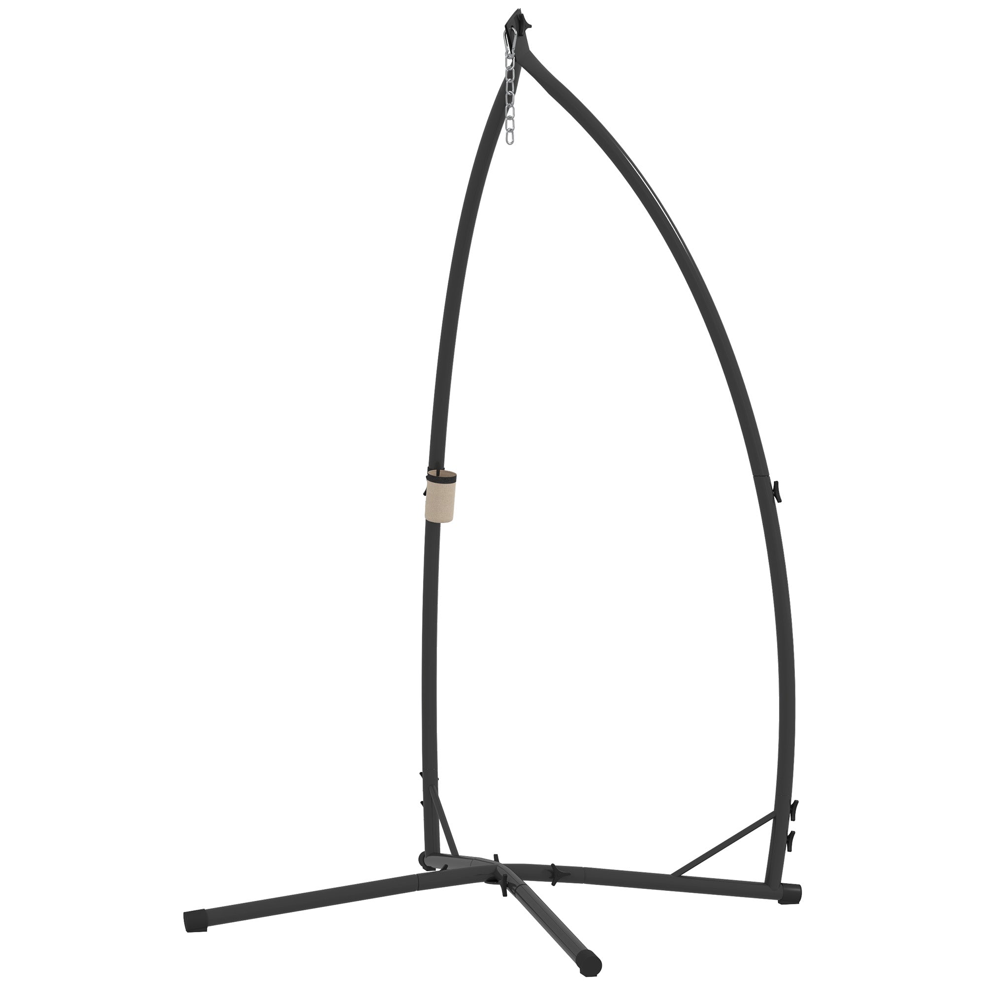 Egg Hanging Chair Stand Height 215 cm with Steel Structure Stable Base and Cup Holder Swing Chair Stand for Patio Garden Balcony Load 150 kg Black