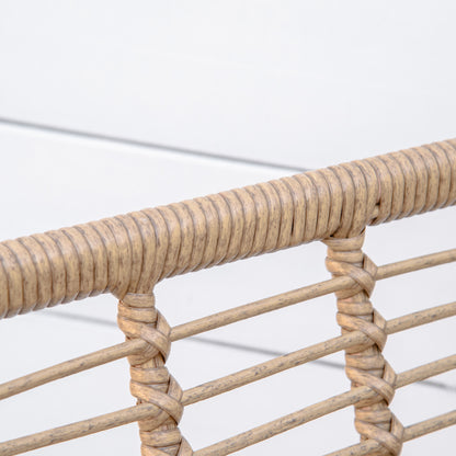 3-Piece PE Rattan Garden Furniture Set, Boho Style Outdoor Lounge with 2 Chairs with Cushions and Glass Shelf Coffee Table, Gray