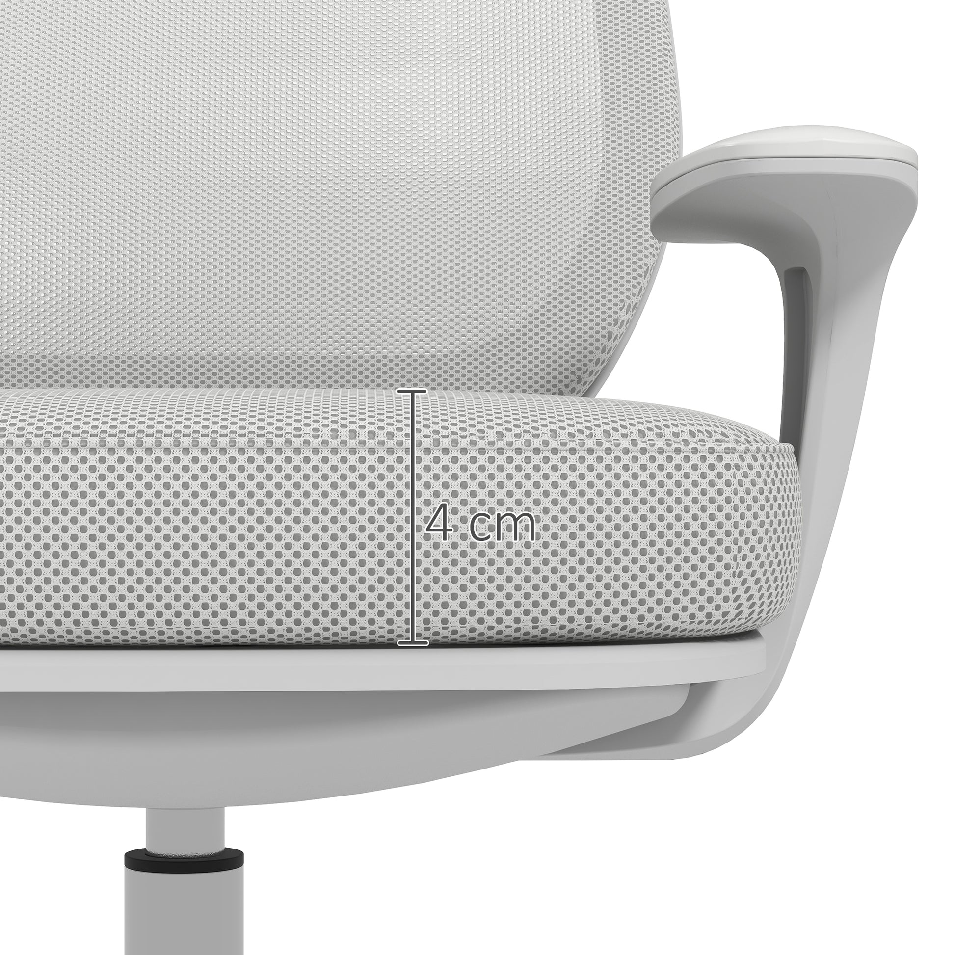 Office Chair Mesh Fabric Swivel Adjustable Height 360° Armrests on Wheels, Gray