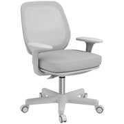 Office Chair Mesh Fabric Swivel Adjustable Height 360° Armrests on Wheels, Gray