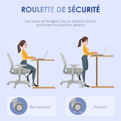 Office Chair Mesh Fabric Swivel Adjustable Height 360° Armrests on Wheels, Gray