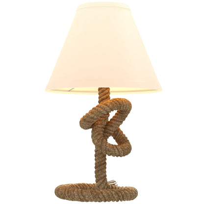 LED Table Lamp Bedside Lamp with Metal Base Linen Rope and Fabric Shade E27 Bulb Max.40W Warm White Lights for Bedroom Ø28x45.5cm Brown and Beige