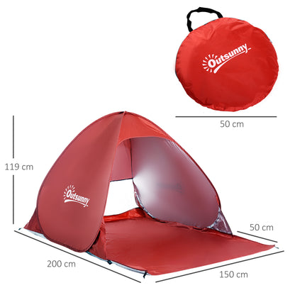 Beach Shelter Pop Up Automatic Beach Tent with Window UV Protection Portable Pop Up Tent, Beach Tent Windshield Sun Protection for 2-3 People Small Pack Size
