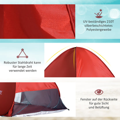 Beach Shelter Pop Up Automatic Beach Tent with Window UV Protection Portable Pop Up Tent, Beach Tent Windshield Sun Protection for 2-3 People Small Pack Size