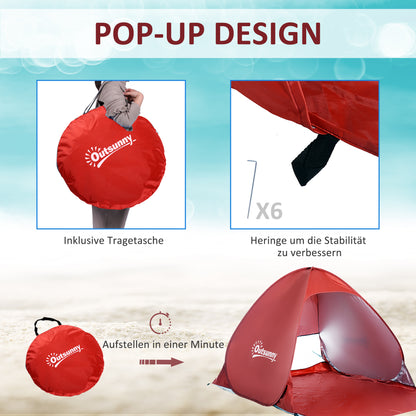 Beach Shelter Pop Up Automatic Beach Tent with Window UV Protection Portable Pop Up Tent, Beach Tent Windshield Sun Protection for 2-3 People Small Pack Size